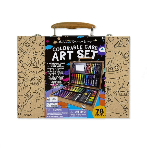 Art 101 Beginners Colorable Wood Multifunctional Art Set with 78 pieces for Children, Unisex