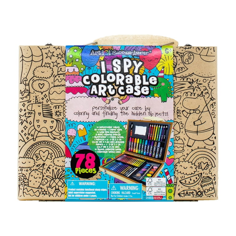 Art 101 Budding Artist 78 Piece Creative Colorable Wood Art Set