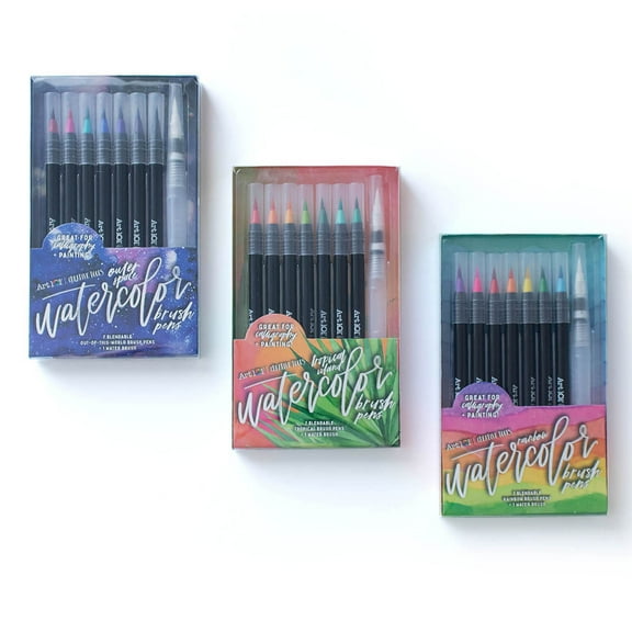 Art 101 Creative Tools 3 Pack Watercolor Brush Pen Markers in Assorted Color Themes
