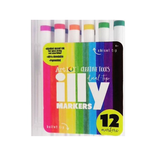 Art 101 Creative Tools illy DualTip Markers 12ct Bullet Tip & Chisel