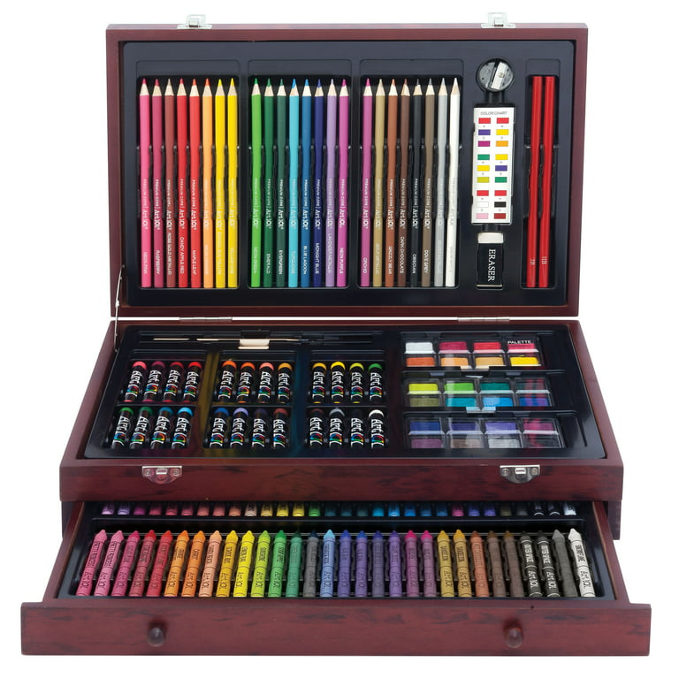 Cherryart 101 Doodle And Color 142 Pc Art Set In A Wood Carrying Case,  Includes 24 Premium Colored Pencils, A Variety Of Coloring And Painting  Mediums