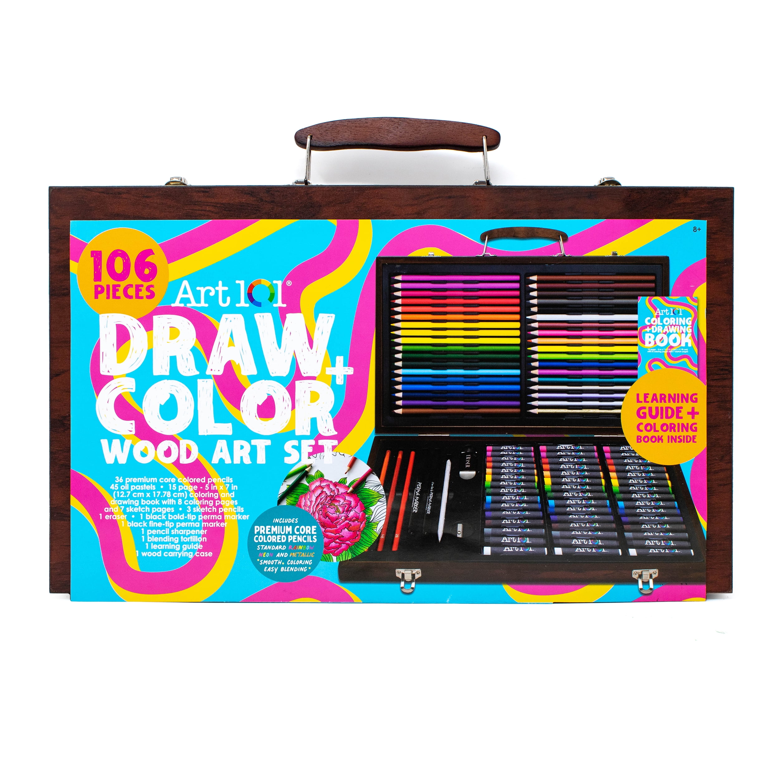Art 101 Draw and Color Art Set, Assorted Colors, 106 Pieces (53106)