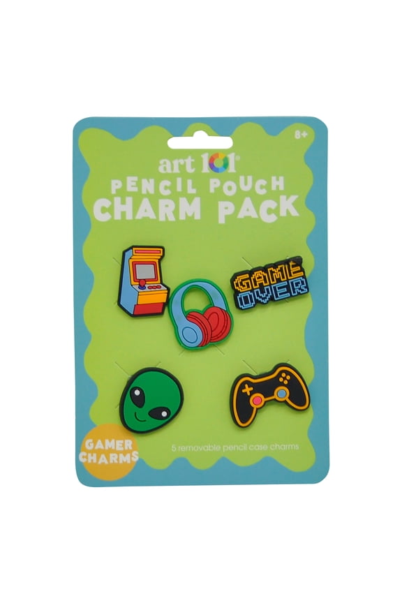 Gamer Charms-Pencil Case Accessory, Back to School, for Students, 5-Pack