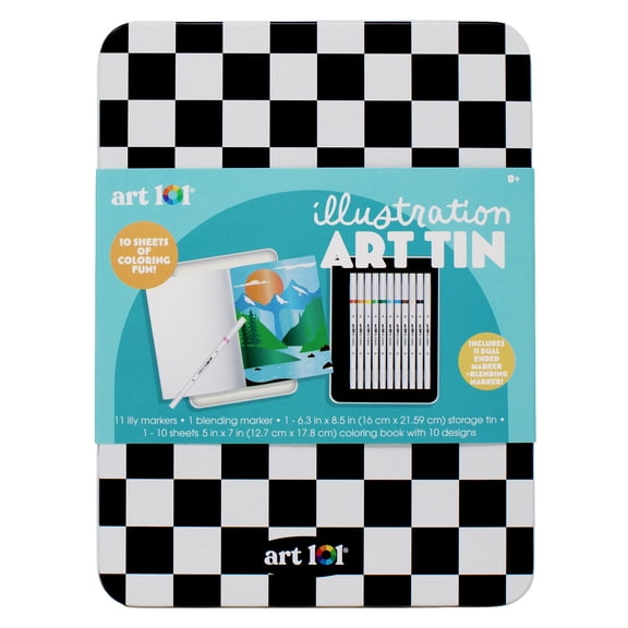 Art 101 Illy Marker Set with Dual-Tip Markers in Reusable Tin and Guide Book