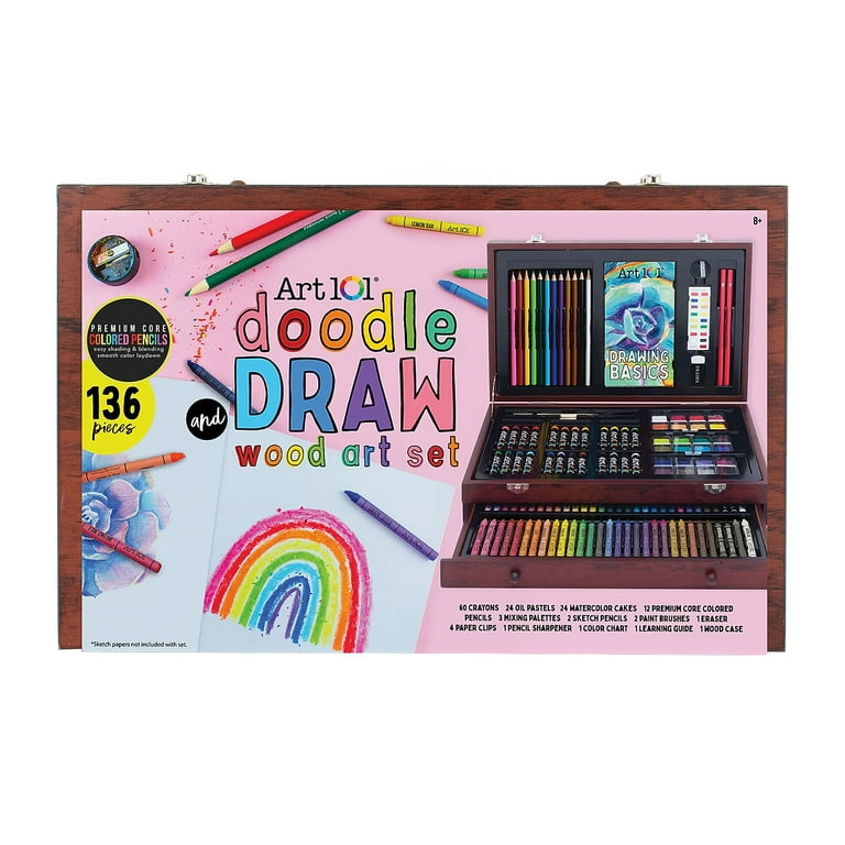 Art 101 Multifunctional Art Set / Kit with 136 Pieces in a Wood