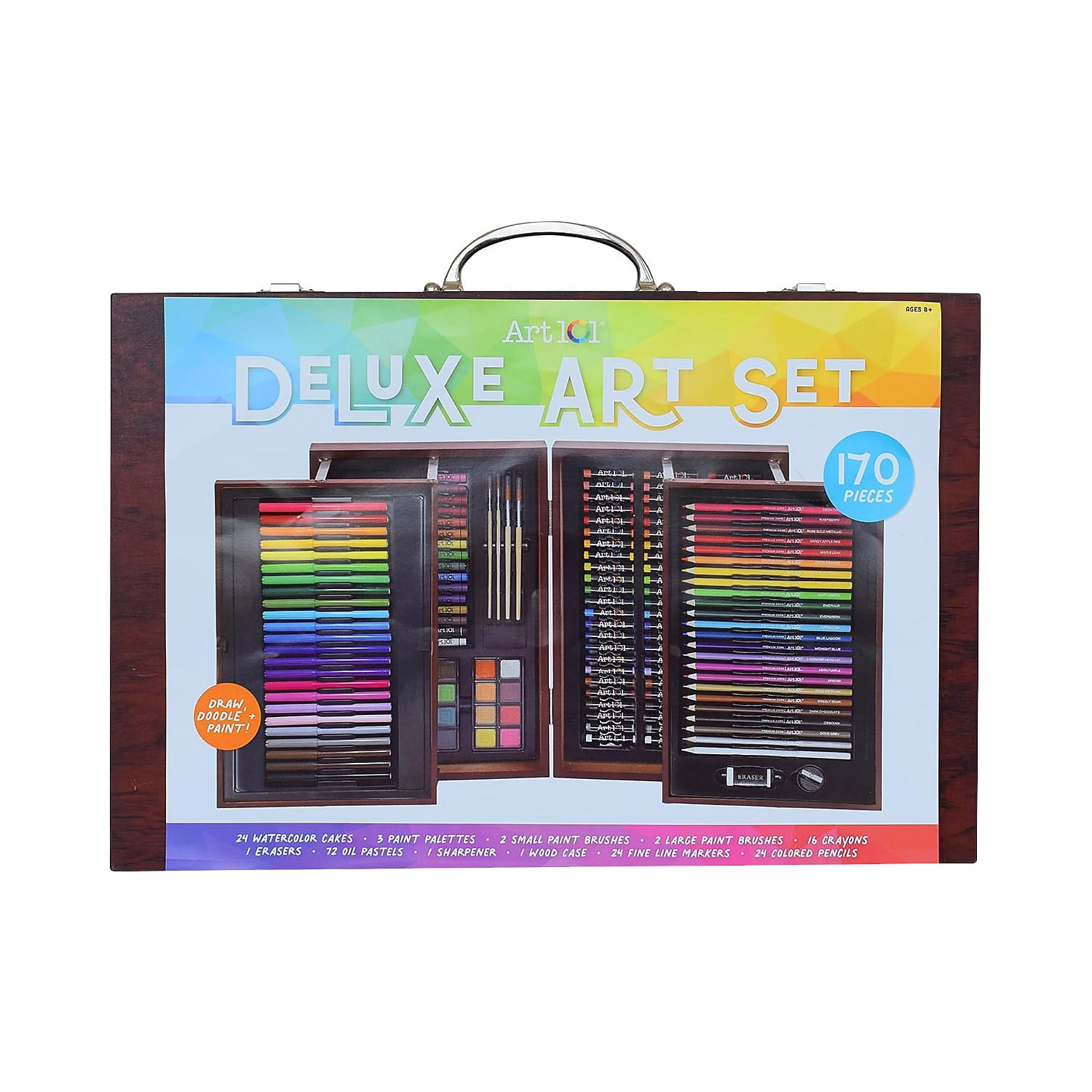 Deluxe 170-Piece Multicolor Wood Art Set for Kids