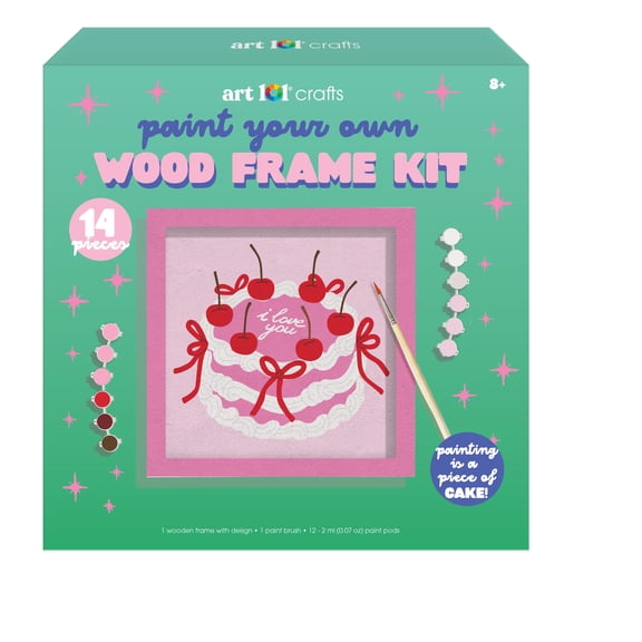 Art 101 Paint Your Own Retro Wooden Frame Art Kit with Acrylic Paints and Brush