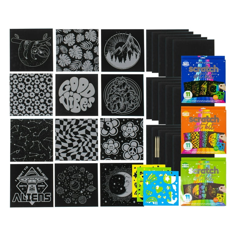 Art 101 Scratch Art 3 Pack Kit for Children to Adults