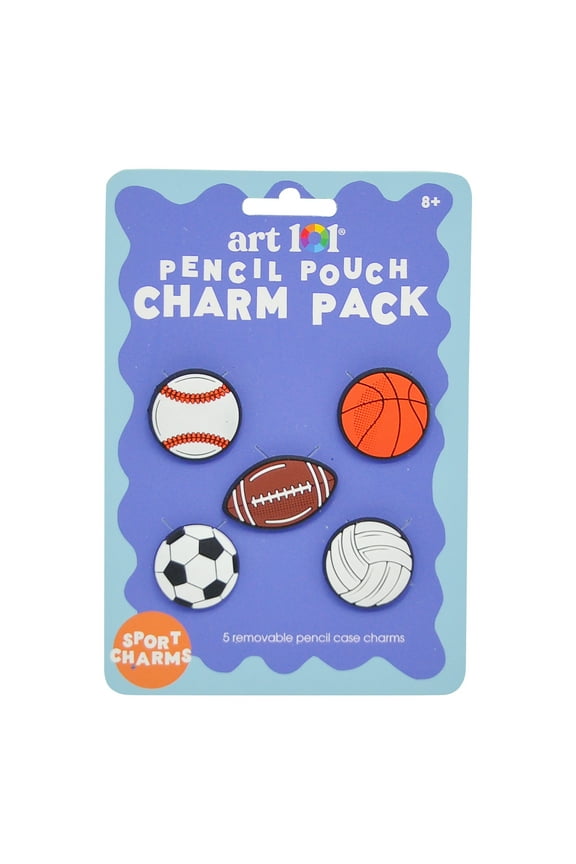 Sports Charms- Pencil Case Accessory, Back to School, 5-Pack