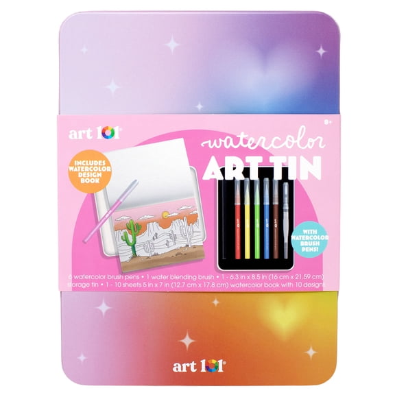 Art 101 Premium Watercolor Brush Pen Set with Guided Activity Book