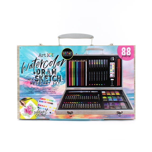 Art 101 Watercolor, Draw and Sketch Multifunctional Art Set / Kit with 88 Pieces for Children to Adults