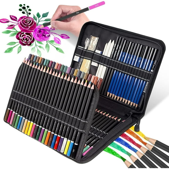 Art 98PCS Drawing Kit,Professional Drawing Supplies with Graphite Sketch Pencils,Colored Pencils,Charcoal Pencils Art Set and Portable Case for Adults,Teens,Artists and Hobbyists