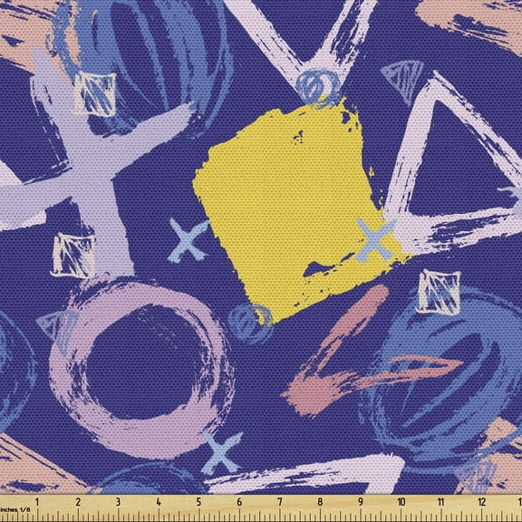 Art Abstract Fabric by the Yard, Grunge Brush Drawn Geometric Like Colorful Strokes, Decorative Upholstery Fabric for Sofas and Home Accents, 10 Yards, Dark Lavender Multicolor by Ambesonne