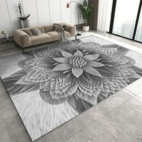 Art Abstract Grey Chrysanthemum Area Rugs, Vintage Floor Carpets, Anti-skid Washable Hardwearing Mat Rug For Living Room Bedroom Entryway Hallway Office Kitchen Apartmen 4 x 6ft