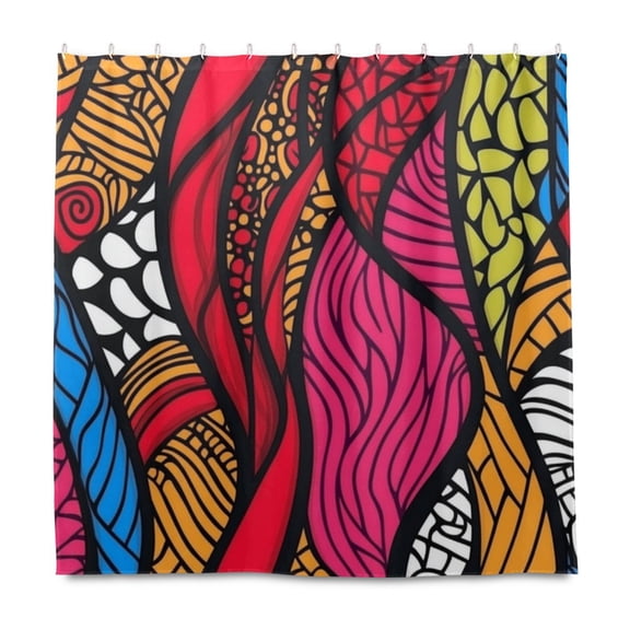 Art Abstract Pattern 72x72 Waterproof Shower Curtain Liners Durable Metal C-Hooks Fade-Proof Thermal Print Anti-Splash