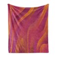 thumbnail image 1 of Art Abstract Soft Flannel Fleece Throw Blanket, Contemporary Fluid Shapes Waves in Warm Colors Gradient Pattern, Cozy Plush for Indoor and Outdoor Use, 50" x 70", Magenta Orange, by Ambesonne, 1 of 5