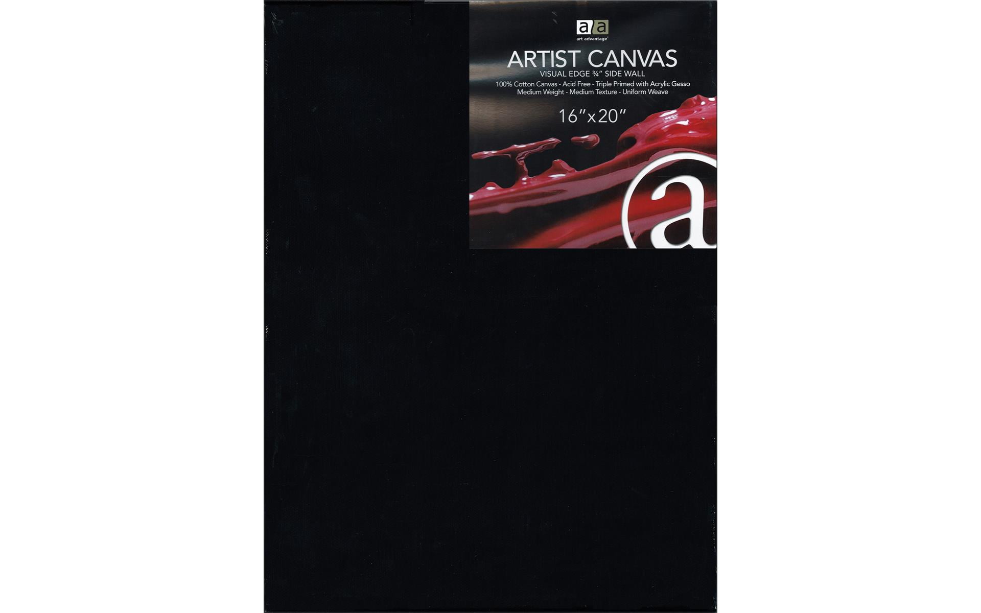 Art Advantage Artist Canvas Visual Edge 16x20, Black, Stretched Canvas for Painting, Blank Canvas for Acrylics & Oils, Canvases for Artists, Professional Pre-Stretched Canvas