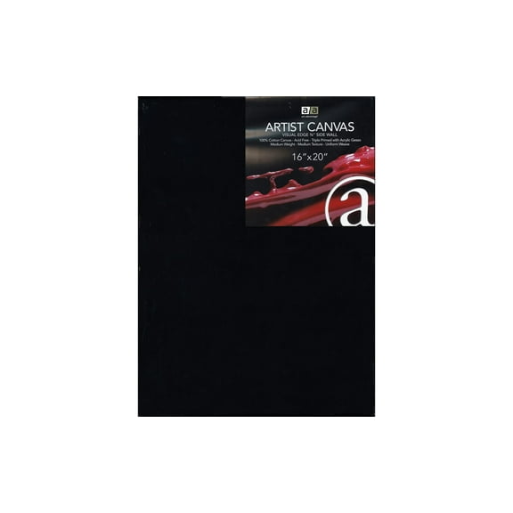 Art Advantage Artist Canvas Visual Edge 16x20, Black, Stretched Canvas for Painting, Blank Canvas for Acrylics & Oils, Canvases for Artists, Professional Pre-Stretched Canvas