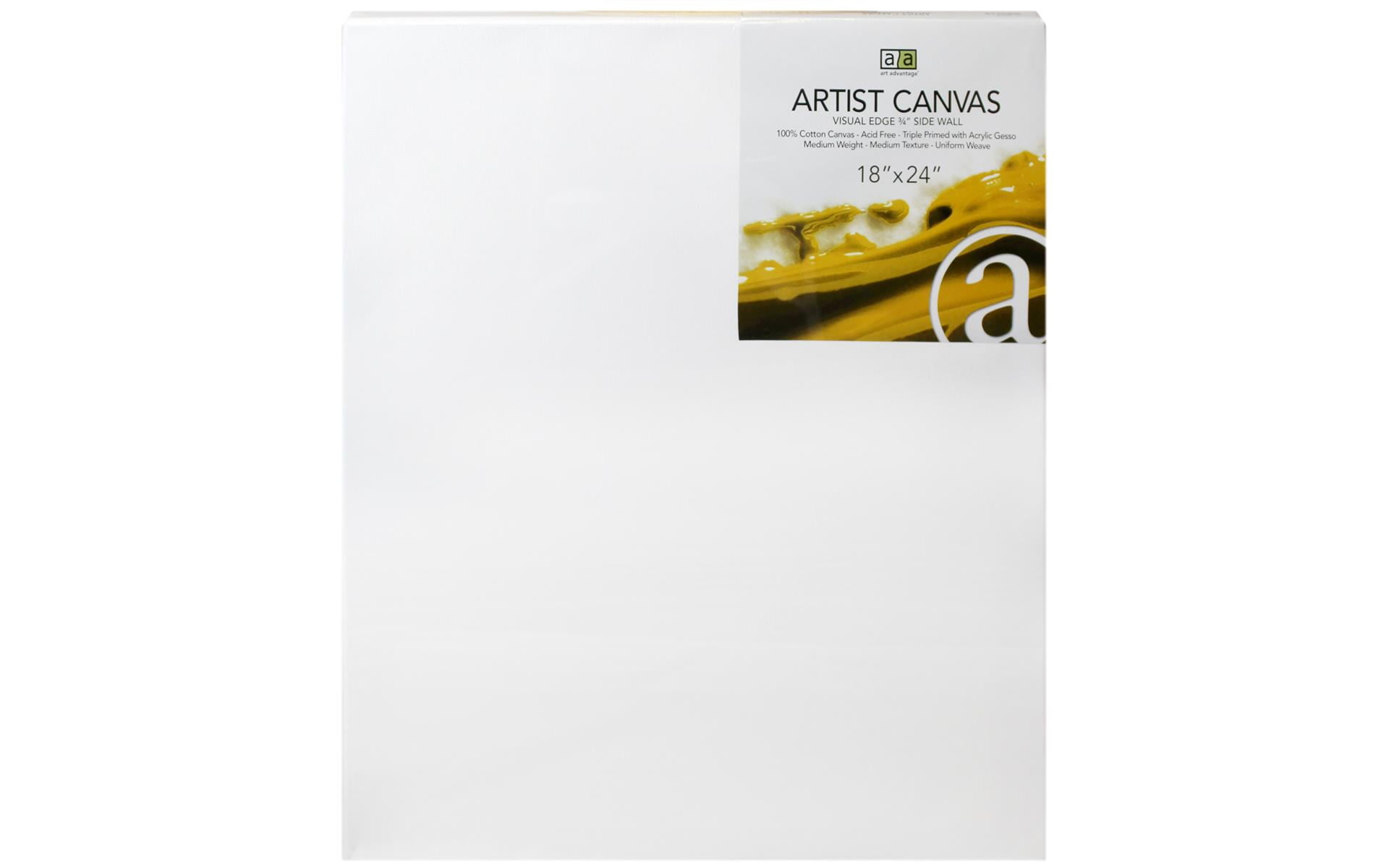 Art Advantage 12x12 Inch Stretched Canvas - Black Edge Cotton Canvas For Acrylic & Oil Painting