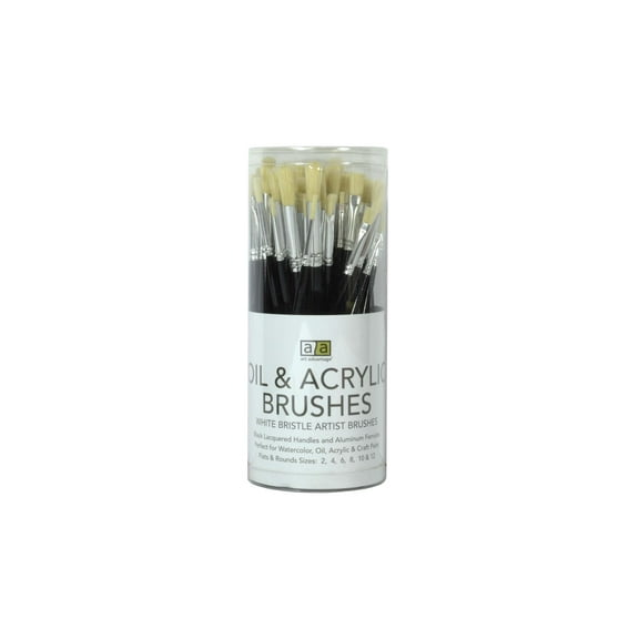Art Advantage Bristle Brush Oil/Acrylic 72pc Drum