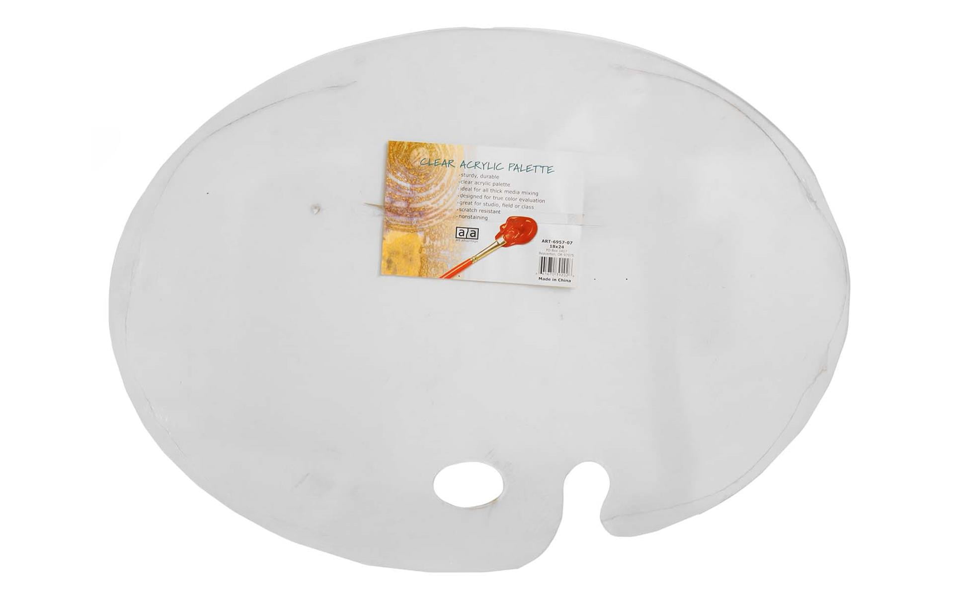 U.S. Art Supply 9.5 x 13.8 Clear Oval-Shaped Acrylic Painting Palette -  Transparent Plastic Artist Paint Color Mixing Tray - Non-Stick, Easy Clean,  Mix Acrylic, Oil - Adults, Kids, Students Crafts 
