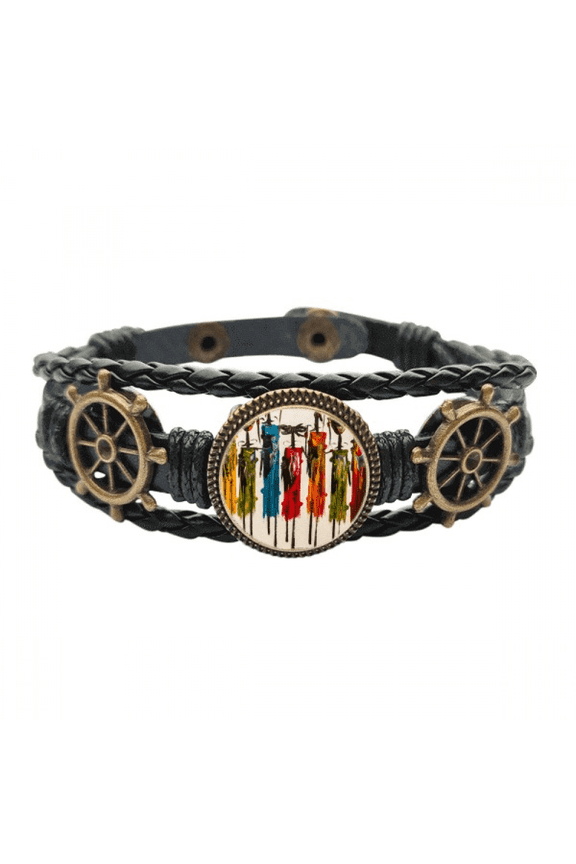 Art African Black Warrior Leather Braided Ocean Bracelet Wristband