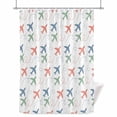thumbnail image 1 of Art Aircraft Shower Curtain, Blue Green Orange Cartoon Airplane Watercolor Retro Waterproof Shower Curtain Set with 12 Hooks Lightweight Bath Curtains Fabric Bathroom Decor 36x72 Inches, 1 of 1