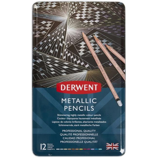 Derwent Metallic Pencil Tin of 12 (2305599)