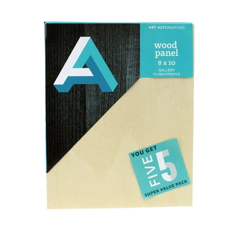 Art Alternatives Classic Wood Panel Value Pack, Gallery, 1.5" Profile, 8" x 10", 5/Pkg.