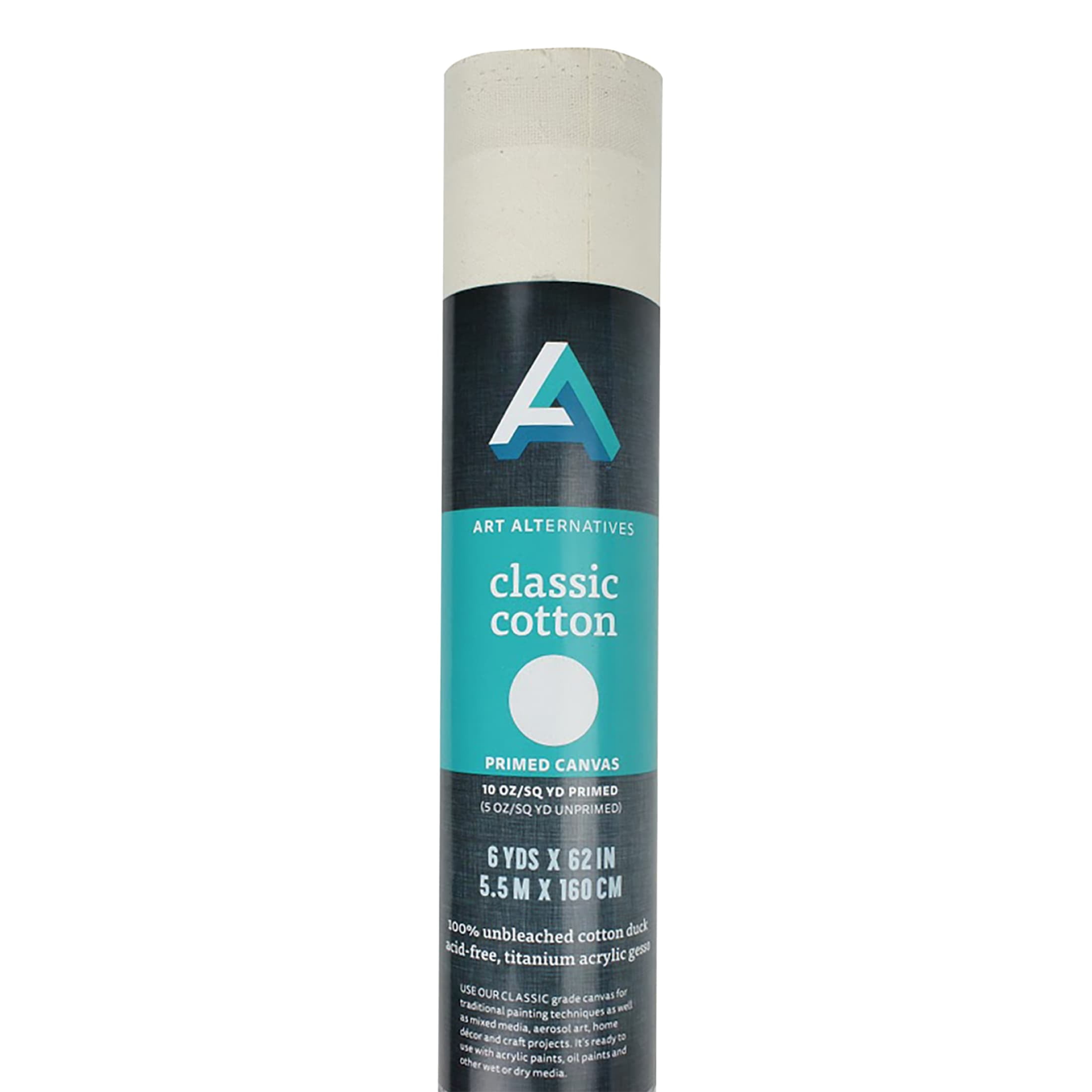 Art Alternatives Primed Classic Cotton Canvas Roll, 62 inches x 6 yds., 10 oz.