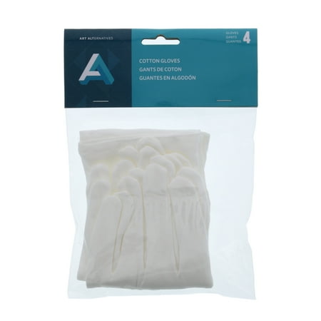 Art Alternatives Soft White Cotton Gloves, 4/Pkg.
