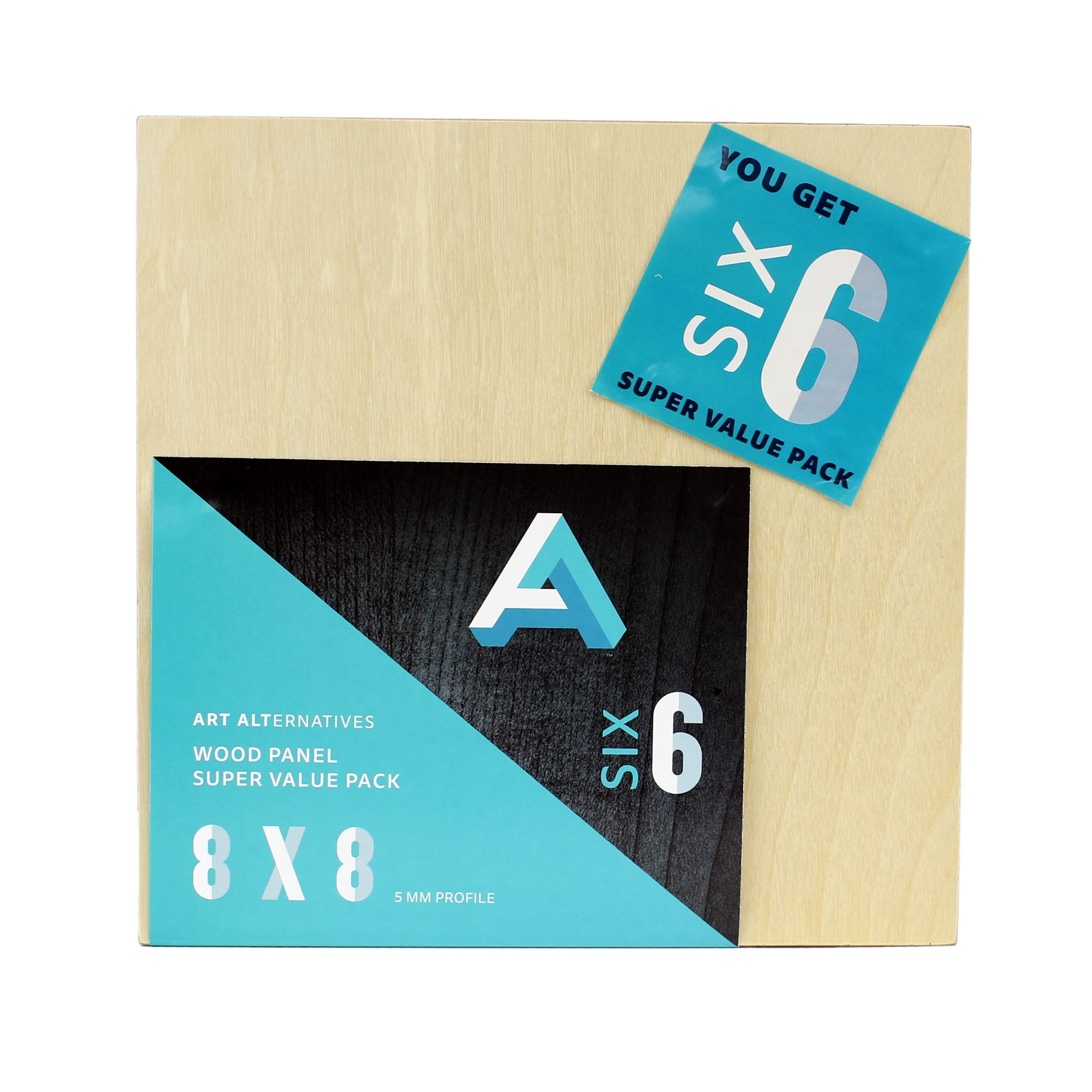 Art Alternatives Wood Panel Super Value Pack, Uncradled, 8" x 8", 6/Pkg ...