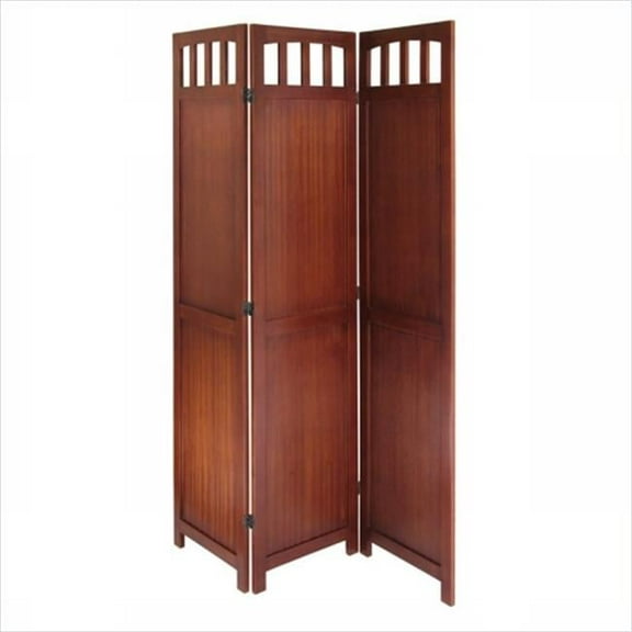 Art And Craft Folding Screen - Antique Walnut Solid - Composite Wood