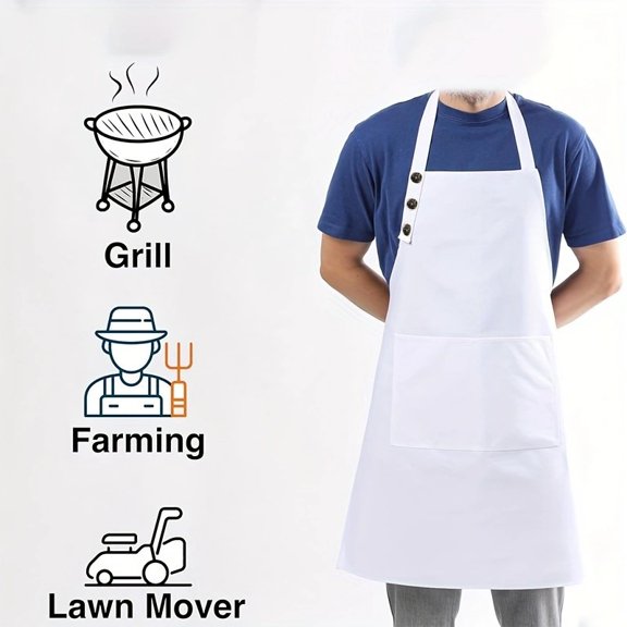 Art Aprons for Men Women Painting Pottery Baking, H Back Straps Waterdrop Kitchen Chef Cooking Apron with 2 Pockets- white