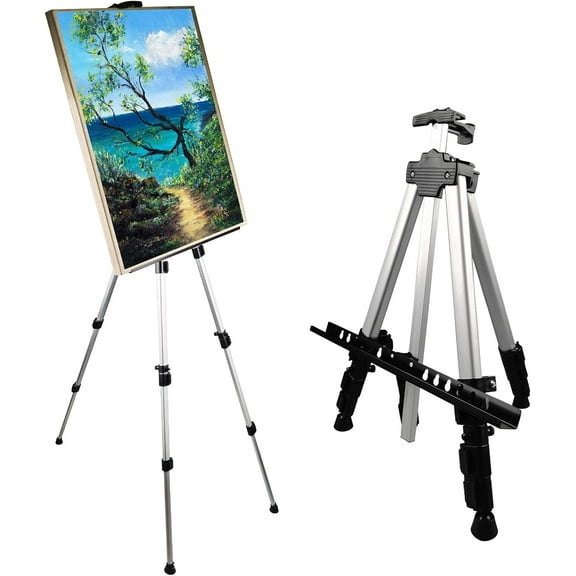 Art Artist Easel Stand for Painting,Portable Adjustable Easels for Painting Canvases Height from 17 to 66 Inch - Carry Bag for Table-Top/Floor Displaying and Wedding Sign,White