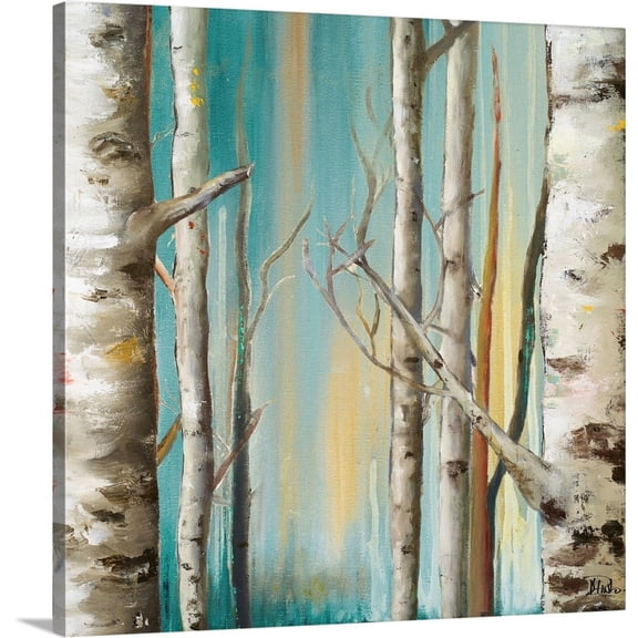 Great Big Canvas "Birch Forest II" by Patricia Pinto Dark Forest Green Brown Wrapped Canvas Print Wall Artwork