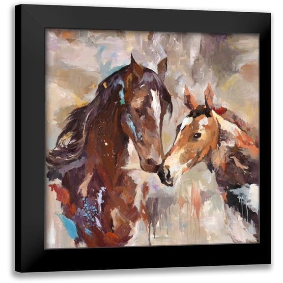 Art Atelier Alliance 12x12 Black Modern Framed Museum Art Print Titled - 2 Horse