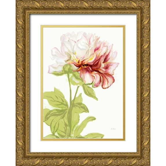 Art Atelier Alliance 14x18 Gold Ornate Wood Framed with Double Matting Museum Art Print Titled - Blushing Peony 1