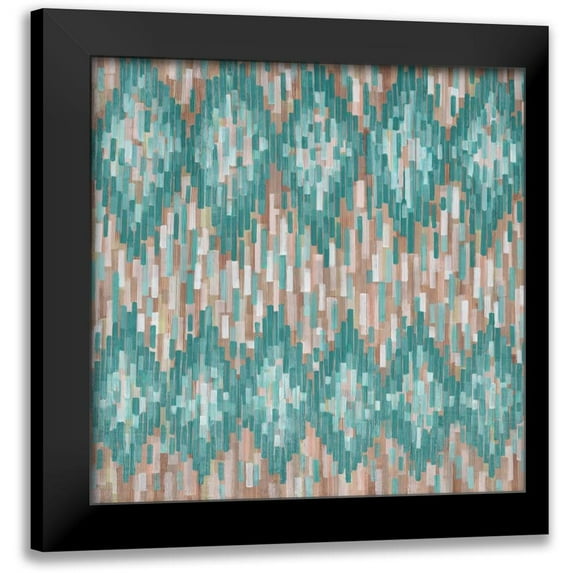 Art Atelier Alliance 15x15 Black Modern Framed Museum Art Print Titled - Linear Ikat-Blue