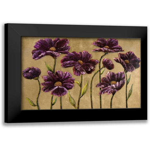 Art Atelier Alliance 18x12 Black Modern Framed Museum Art Print Titled - Plum Bliss Handpainted Canvas