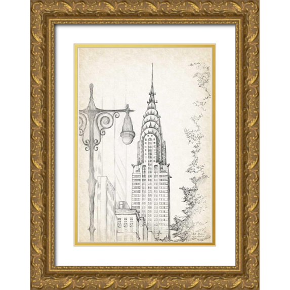 Art Atelier Alliance 23x32 Gold Ornate Wood Framed with Double Matting Museum Art Print Titled - A New York Avenue Sketch