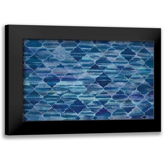 Art Atelier Alliance 24x16 Black Modern Framed Museum Art Print Titled - Blue Lattice