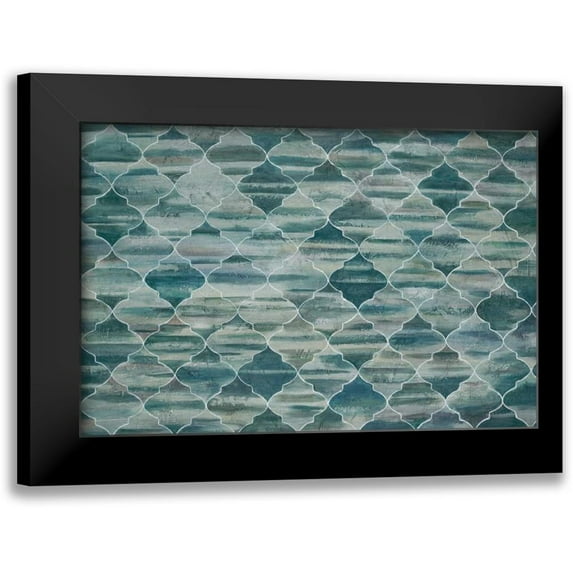 Art Atelier Alliance 24x17 Black Modern Framed Museum Art Print Titled - Indigo Lattice