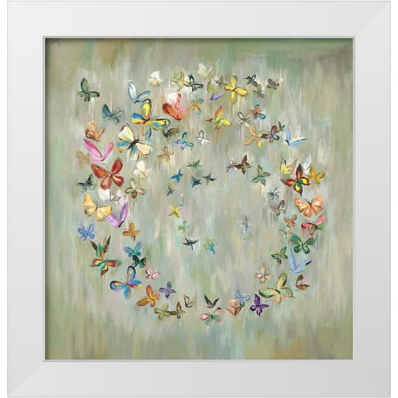 Art Atelier Alliance 26x27 White Modern Wood Framed Museum Art Print Titled - Butterfly Circle 1