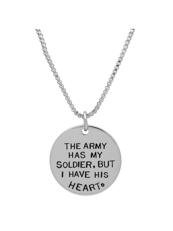 Army Necklace, Army Jewelry for Women, Military Girlfriend, Soldier Heart Love & War Armed Services Pendant