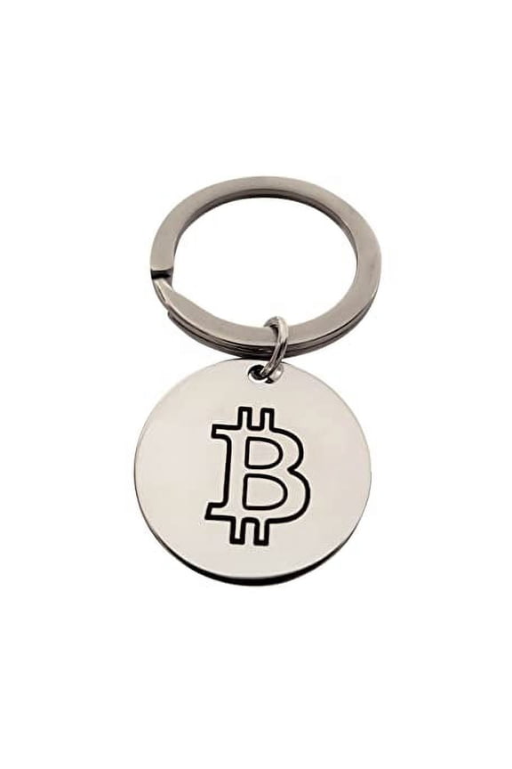 Bitcoin Blockchain Crypto Digital Currency Keychain (Silver)