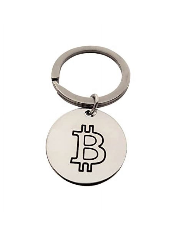 Bitcoin Blockchain Crypto Digital Currency Keychain (Silver)