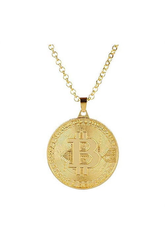Bitcoin Crypto Necklace (Goldtone)