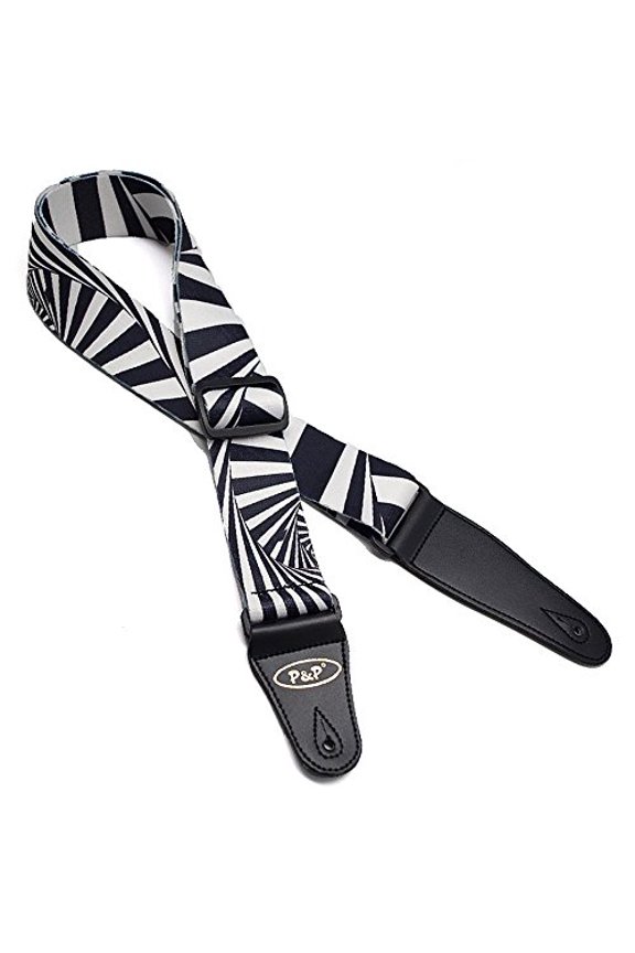 Black & White Zebra Stripes Animal Pattern Jacguard Weave Music Electric Acoustic Bass Guitar Ukulele Strap