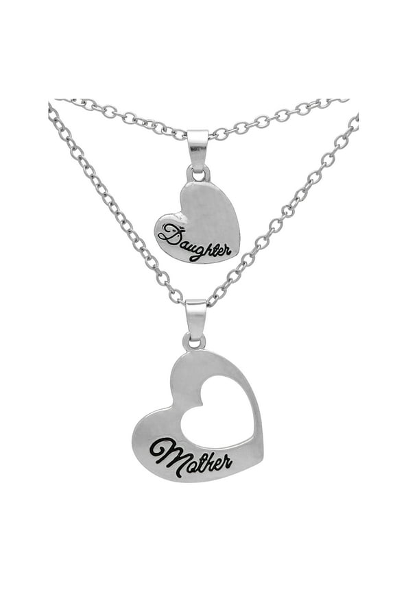 Mother Daughter Necklace, Heart Cutout BFF Best Friends Pendant, Birthday